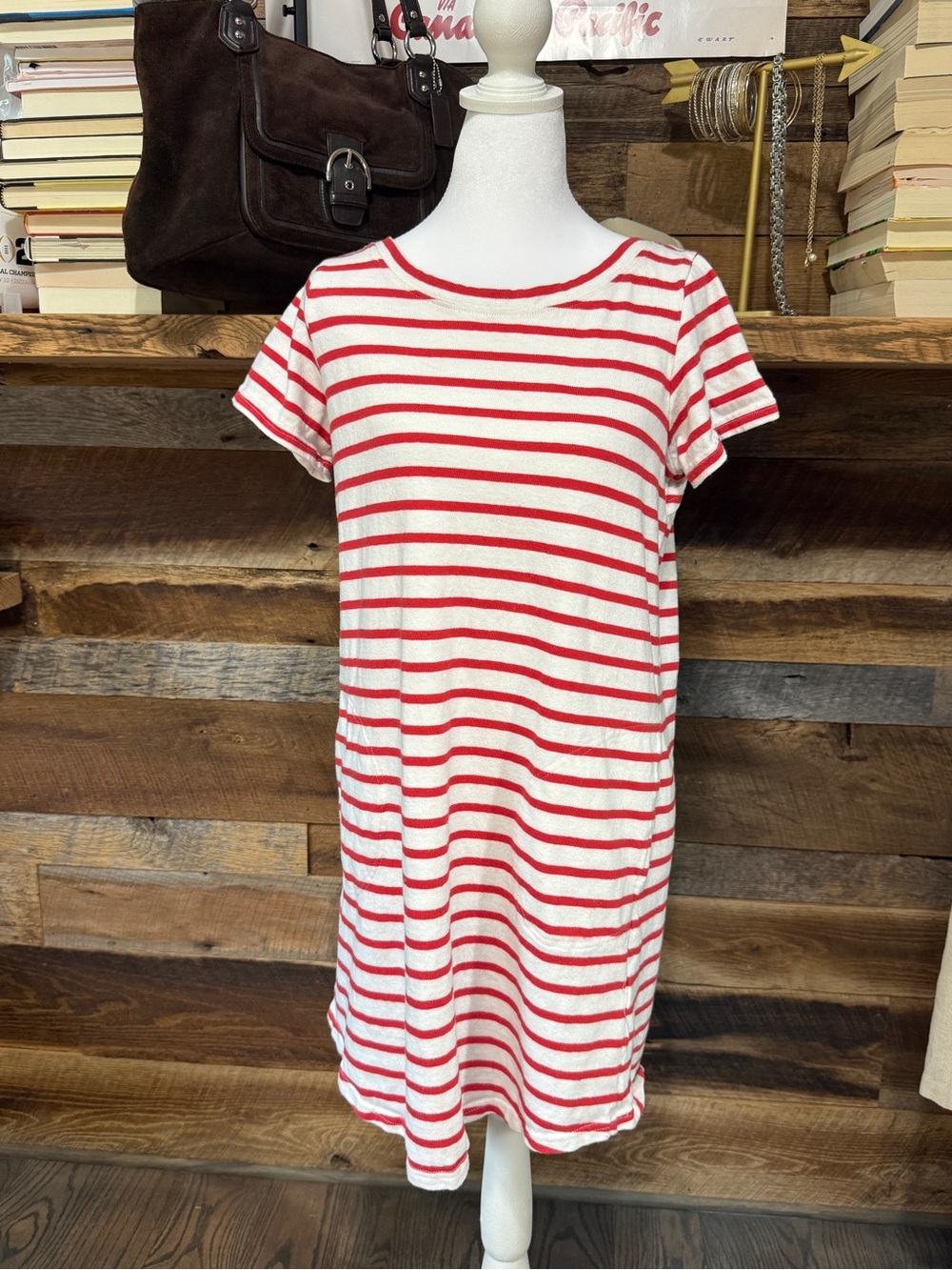 Anthropologie Maeve Red & White Striped Tee